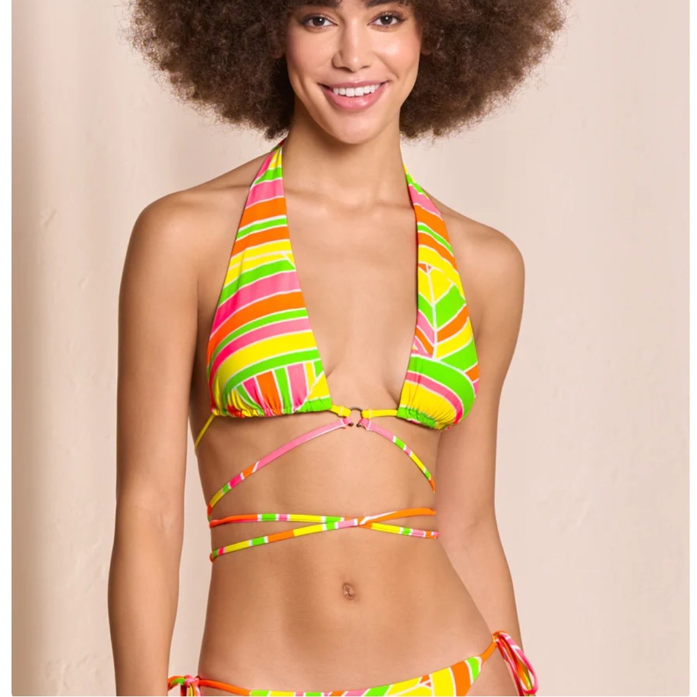 NEW Maaji Reversible Super 70s Sliding Halter Bikini Top